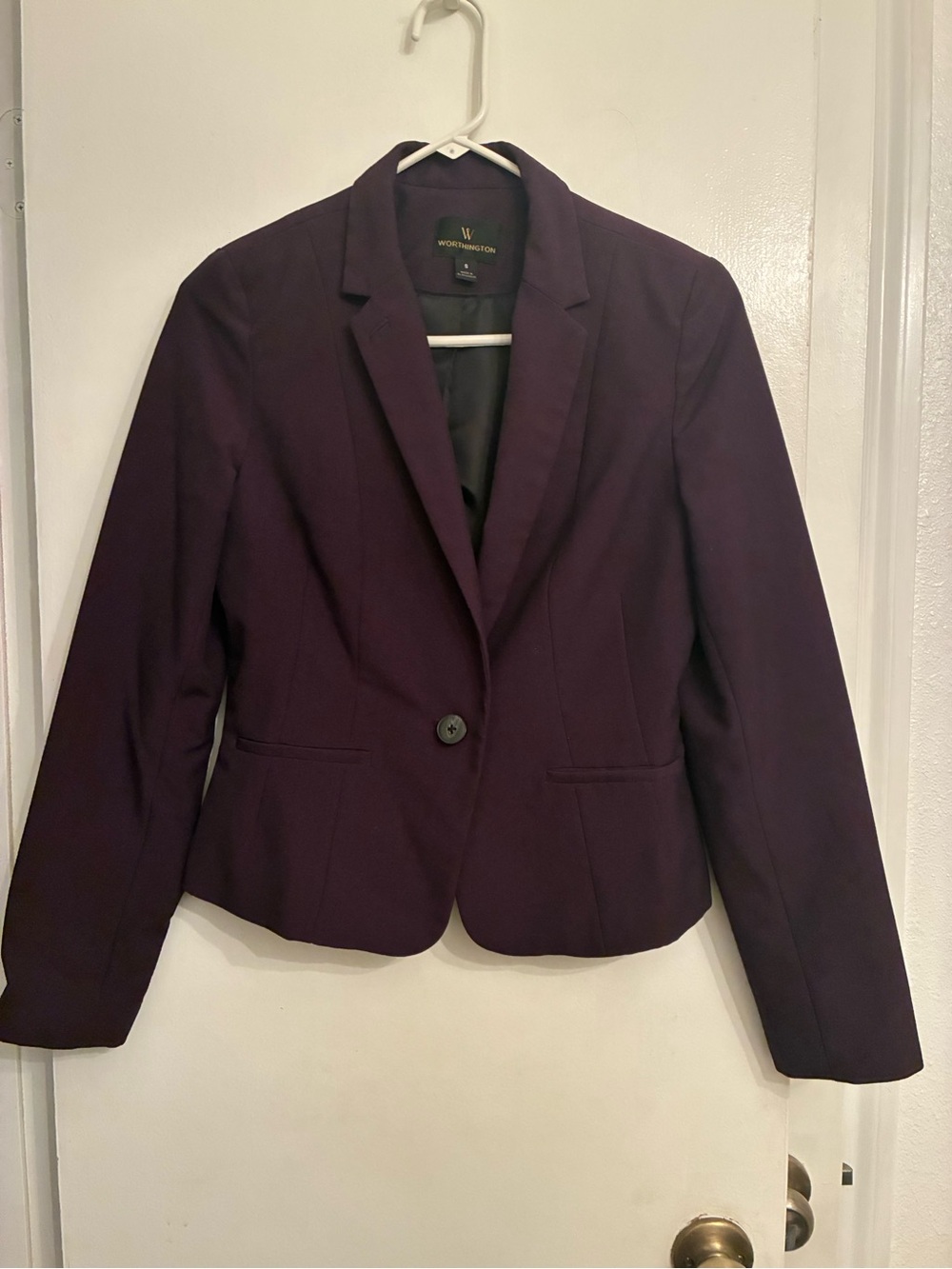 Worthington Women's Dark Plum Single-Button Blazer